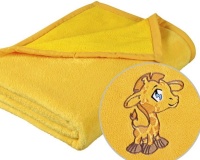 Dětská deka s výšivkou žlutá 75x100
